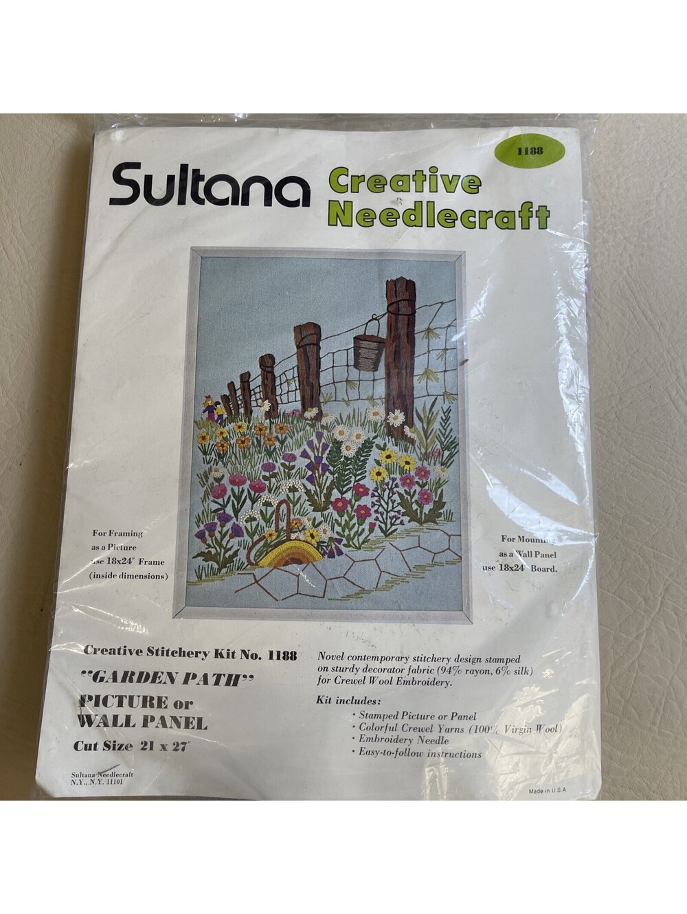 Sultana Garden Path Crewel Embroidery Kit 1188 Flowers & Plants Wall Panel